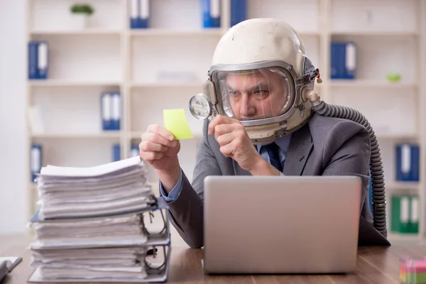 Old Employee Wearing Spacesuit Office — Stock Fotó