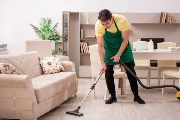 Young Man Cleaning House — Stock Photo, Image