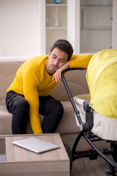 Young Contractor Looking Baby Home — Stock Photo, Image
