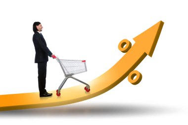 Yüksek market enflasyonu konsepti olan adam.