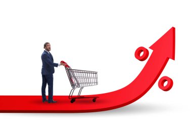 Yüksek market enflasyonu konsepti olan adam.