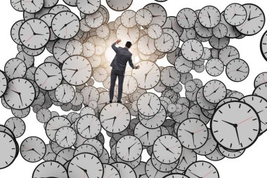 Time management concept with the businessman clipart