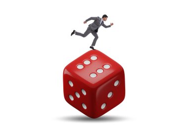 Businessman in uncertainty concept with the dice
