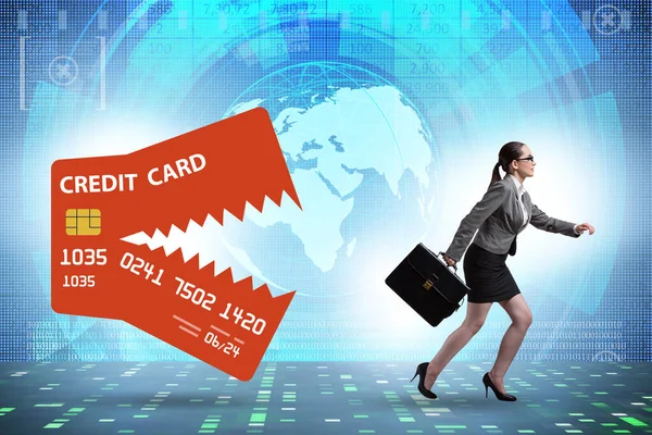 Businesswoman Credit Card Debt Concept —  Fotos de Stock