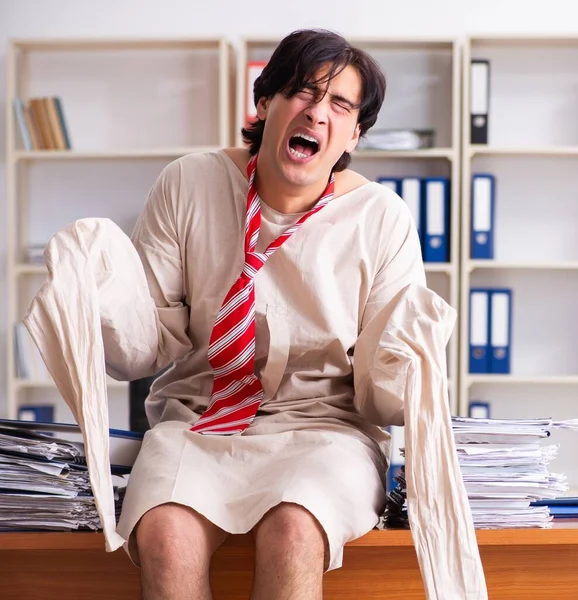Crazy Young Man Straitjacket Office — Stock Photo, Image