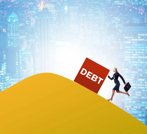 Das Schulden Und Kreditkonzept Mit Der Unternehmerin — Stockfoto