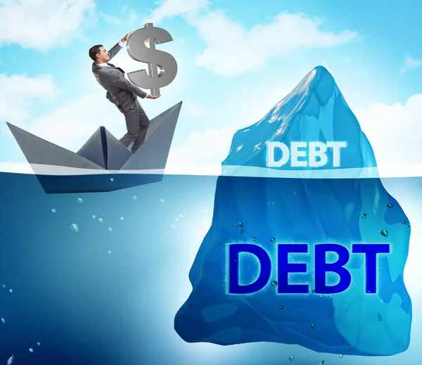 Conceito Dívida Empréstimo Com Iceberg Escondido — Fotografia de Stock