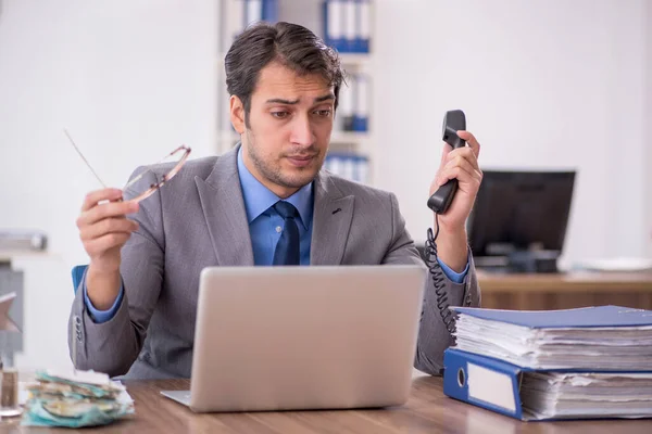 Young Businessman Employee Talking Phone — Fotografia de Stock