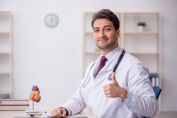 Jovem Médico Cardiologista Que Trabalha Clínica — Fotografia de Stock