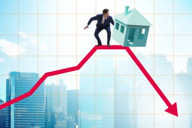 Concept of the real estate price bubble bursting