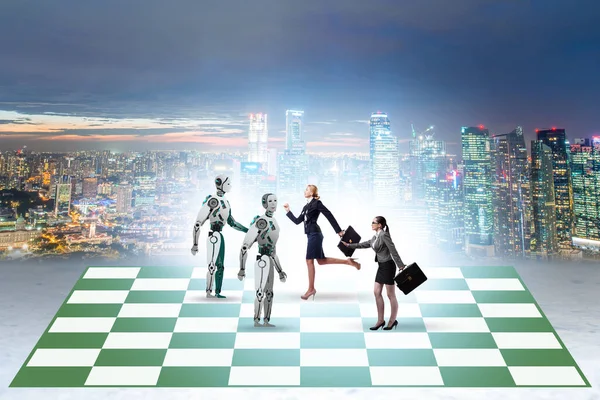 Concept Chess Played Robots People — Stock Photo, Image