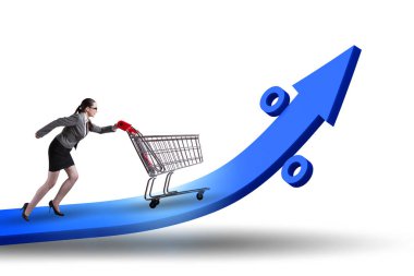 Yüksek market enflasyonu konsepti olan kadın.