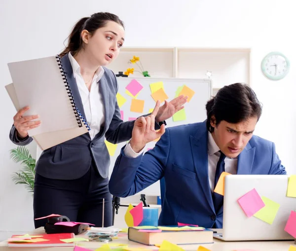 Two Colleagues Employees Working Office — Stock Photo, Image