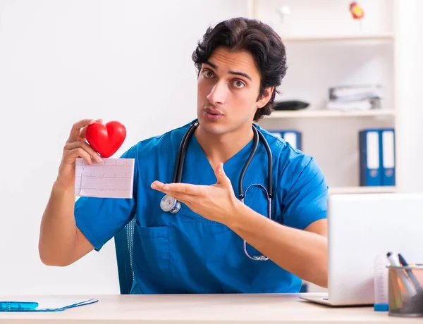 Young Handsome Doctor Working Clinic — Stock Photo, Image