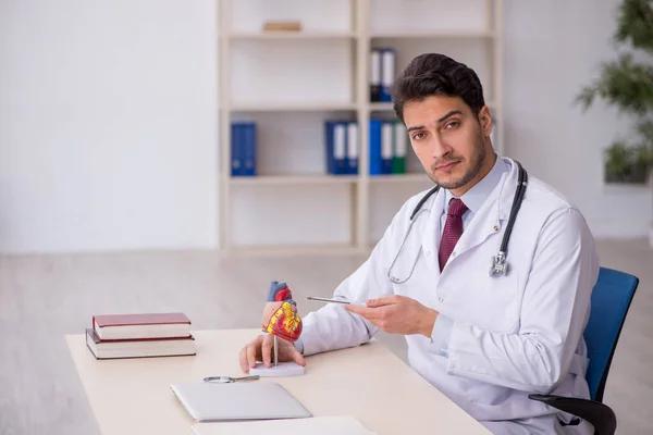 Młody Lekarz Kardiolog Pracujący Klinice — Zdjęcie stockowe