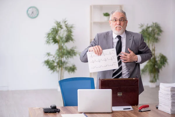 Old Employee Working Office — Stock Photo, Image