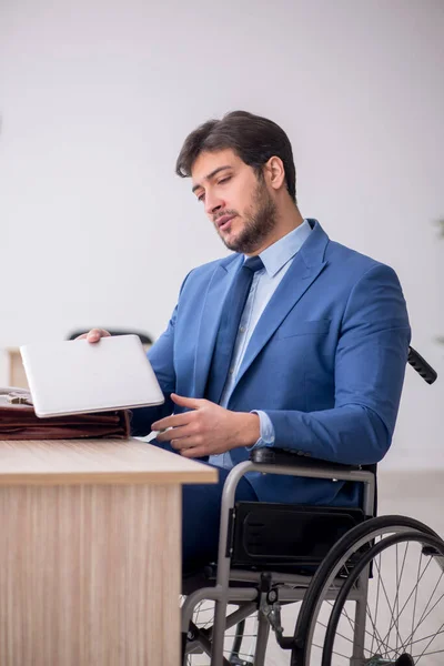 Young Businessman Employee Wheel Chair — Stock Photo, Image