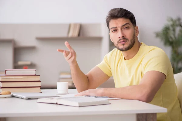 Young Student Studying Home Pandemic — Stock Photo, Image