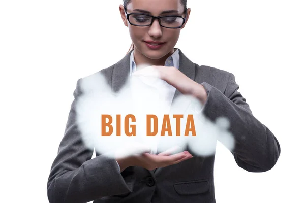 Concetto Big Data Con Persone Che Premono Pulsanti Virtuali — Foto Stock