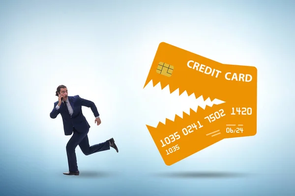 Geschäftsmann Kreditkartenschuldenkonzept — Stockfoto