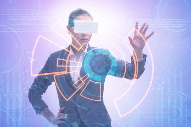 Kadın ve sanal gerçeklik gözlüğü.