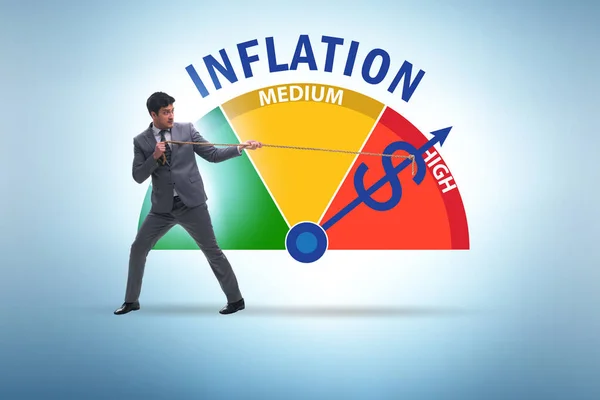 Homme Affaires Dans Concept Forte Inflation — Photo