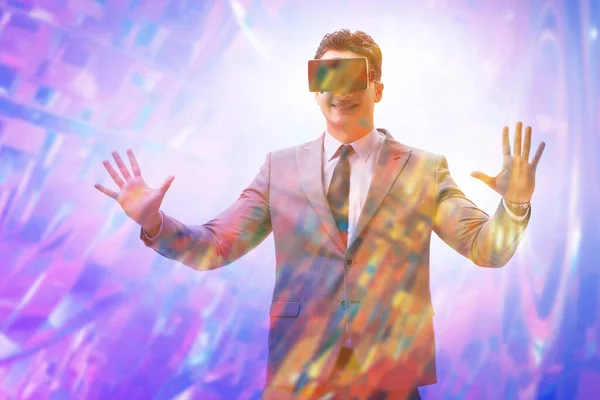 stock image Metaverse concept with the man and virtual reality glasses