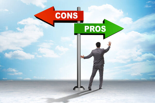 Concept of the choosing pros and cons