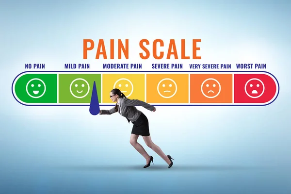 Concept of the pain scale from moderate to strong