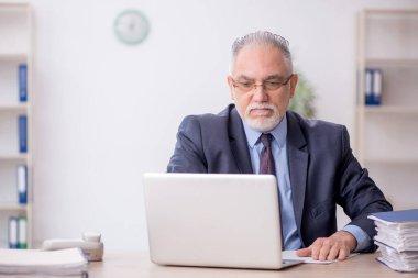 Old employee working at workplace