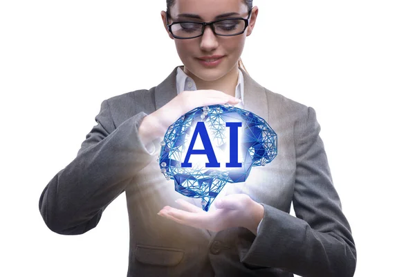 Artificial Intelligent Concept Businesswoman — Stock Photo, Image