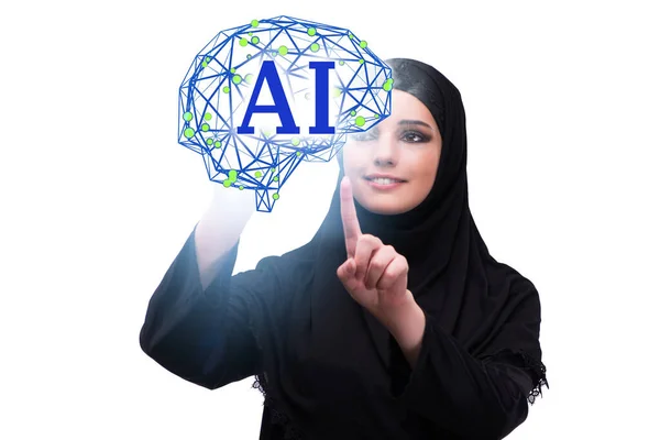 Concetto Intelligente Artificiale Con Donna Affari — Foto Stock