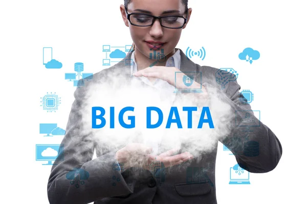 Big Data Koncept Med Människor Trycker Virtuella Knappar — Stockfoto