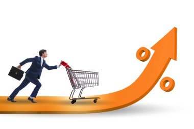Yüksek market enflasyonu konsepti olan adam.