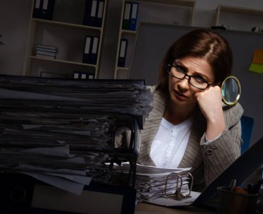 The female employee suffering from excessive work