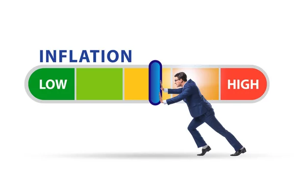 Uomo Affari Con Elevato Concetto Inflazione — Foto Stock