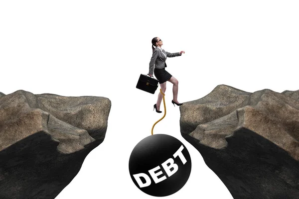 Концепция Задолженности Кредита Предпринимательницей — стоковое фото