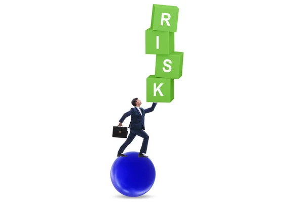 Risk Management Concept Balancing Businessman — Stock Photo, Image