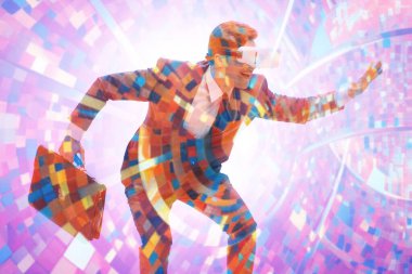 Adam ve VR gözlükleri ile sanal gerçeklik kavramı