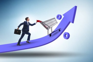 Yüksek market enflasyonu konsepti olan adam.