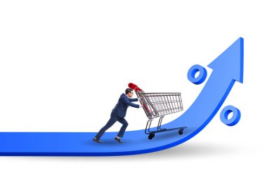 Yüksek market enflasyonu konsepti olan adam.