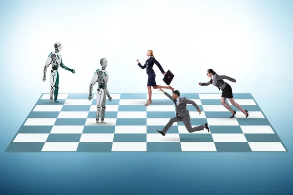 Concept Chess Played Humans Robots — Stock Photo, Image
