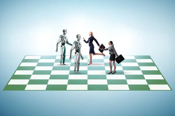 ロボット対人のチェスの概念 — ストック写真