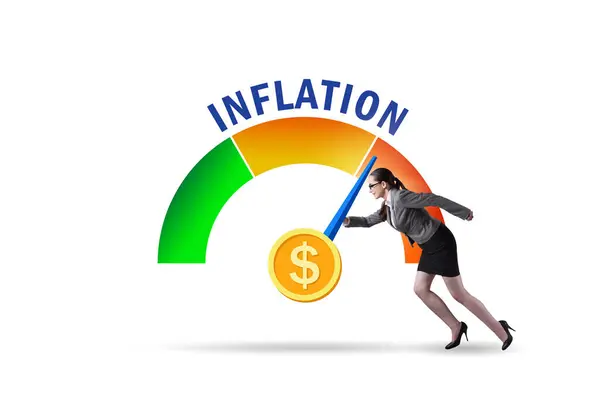Affärskvinna Med Begrepp Hög Inflation — Stockfoto