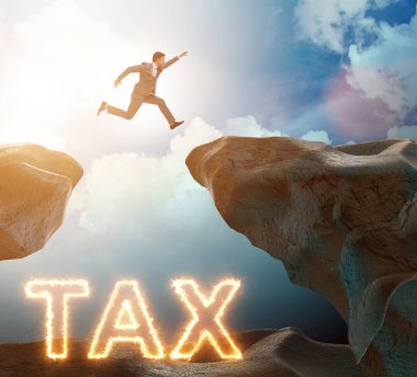 The businessman in tax payment concept