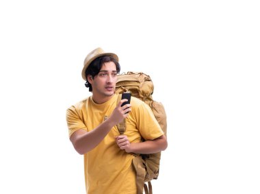 Beyaz tenli yakışıklı turist.