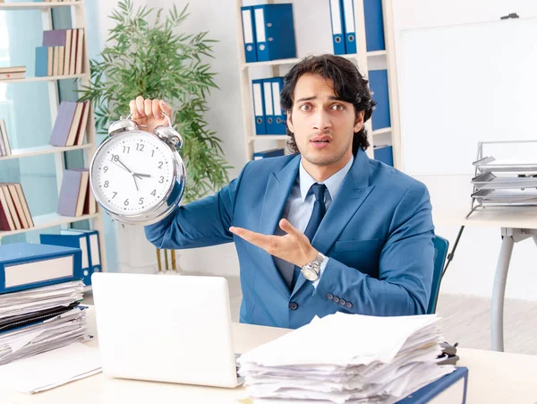 Young Handsome Male Employee Too Much Work Office — Stock Photo, Image