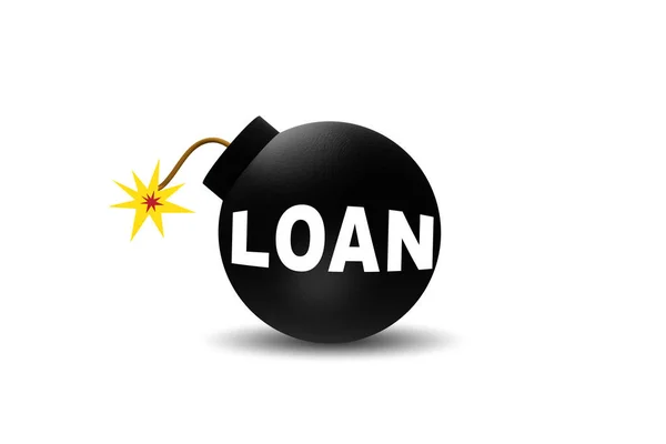 Debt Loan Concept Exploding Bomb — Stock Photo, Image