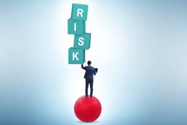 Risk management concept with the balancing businessman