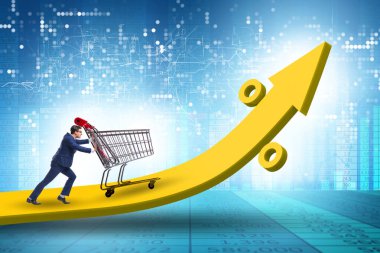 Yüksek market enflasyonu konsepti olan adam.